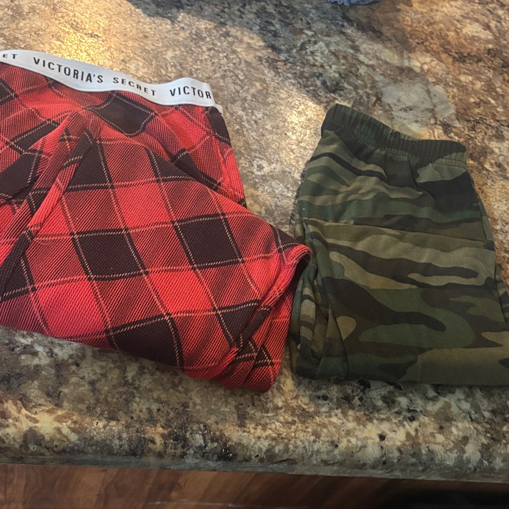 Victoria's Secret Red Plaid and Camouflage Joggers